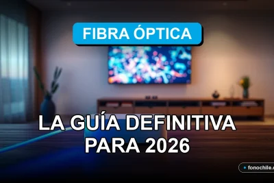 Guía definitiva de fibra óptica en Chile para el año 2026, mostrando tecnología de conexión de alta velocidad en un hogar moderno.