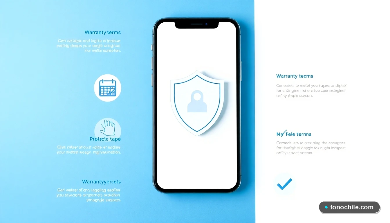 Infografía sobre la garantía de dispositivos móviles y su cobertura en Chile