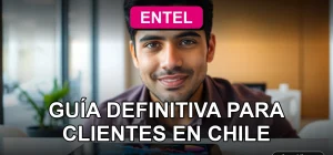 Cliente de Entel en Chile revisando la gestión de sus servicios móviles y de internet en una tablet, con gráficos abstractos en pantalla.