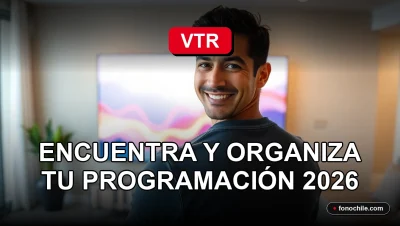 Guía de canales VTR 2026 en pantalla de televisor, organización de programación fácil y rápida.
