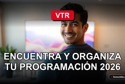 Guía de canales VTR 2026 en pantalla de televisor, organización de programación fácil y rápida.