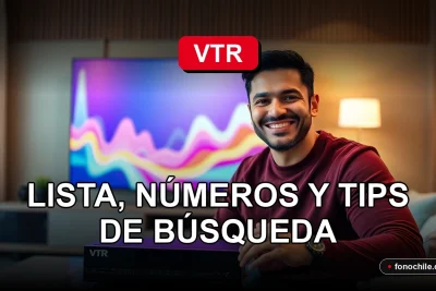 Guía completa de canales de televisión VTR 2026 mostrada en una pantalla con gráficos abstractos.