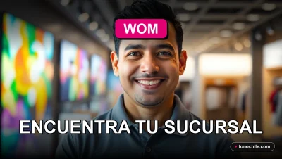 Hombre sonriente en una sucursal WOM, representando el servicio al cliente amable y accesible de la compañía.