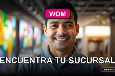 Hombre sonriente en una sucursal WOM, representando el servicio al cliente amable y accesible de la compañía.