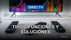 Guía completa de los controles remotos DIRECTV 2026, mostrando sus diferentes tipos y funciones sobre una mesa moderna.