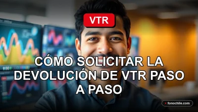 Hombre chileno sonriendo explica proceso de devolución de VTR en oficina moderna