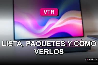 Guía completa de canales y paquetes de televisión VTR en Chile, mostrando un control remoto sobre una mesa moderna.