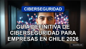 Guía de ciberseguridad para empresas chilenas mostrando un experto en un entorno corporativo moderno