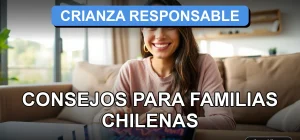 Guía de crianza responsable para familias chilenas en el living de una casa moderna