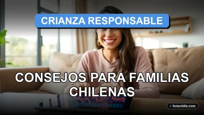 Guía de crianza responsable para familias chilenas en el living de una casa moderna