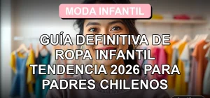 Guía de moda infantil tendencia 2026 para padres chilenos, mostrando ropa colorida y moderna para niños.