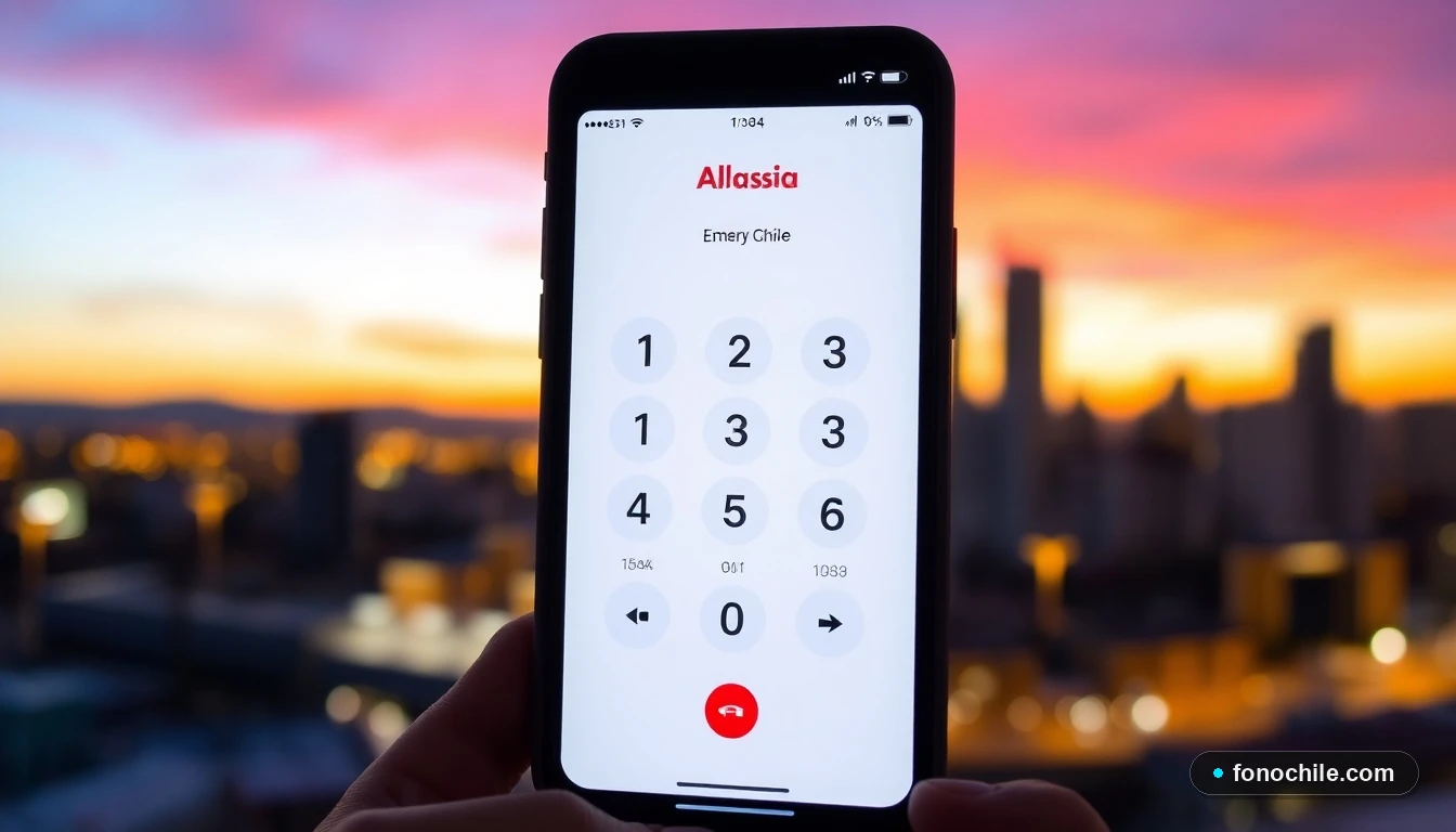Pantalla de smartphone mostrando los números de teléfonos de urgencia en Chile