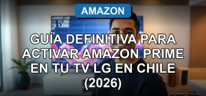 Guía para activar Amazon Prime en una televisión LG Smart TV en Chile, mostrando la pantalla del menú principal.