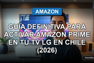 Guía para activar Amazon Prime en una televisión LG Smart TV en Chile, mostrando la pantalla del menú principal.