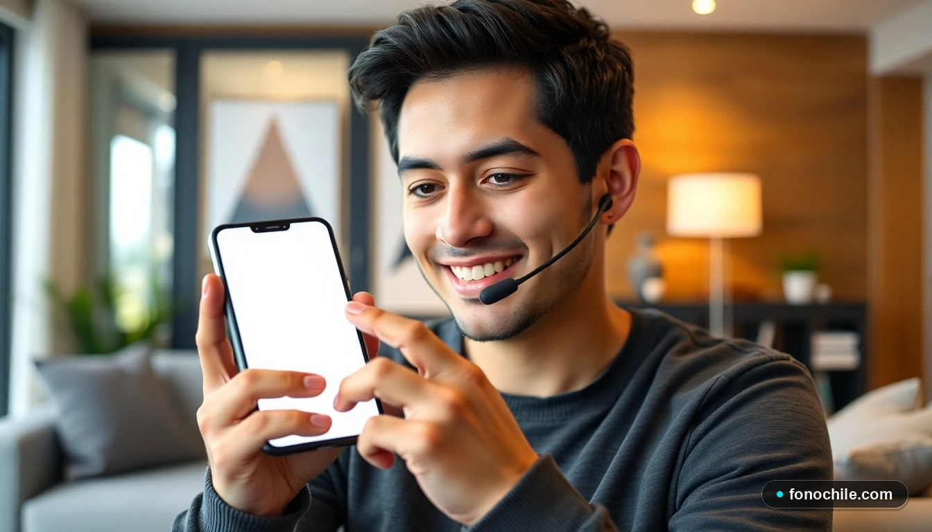 Persona en Chile llamando al servicio de atención al cliente de Movistar desde su teléfono móvil