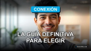 Hombre hispano sonriendo con confianza, representando servicio de internet de calidad en San Bernardo, Chile.
