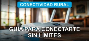 Router Wi-Fi moderno con luces LED azules y verdes sobre escritorio de madera en casa rural chilena, mostrando gráficos abstractos de conexión en su pantalla.
