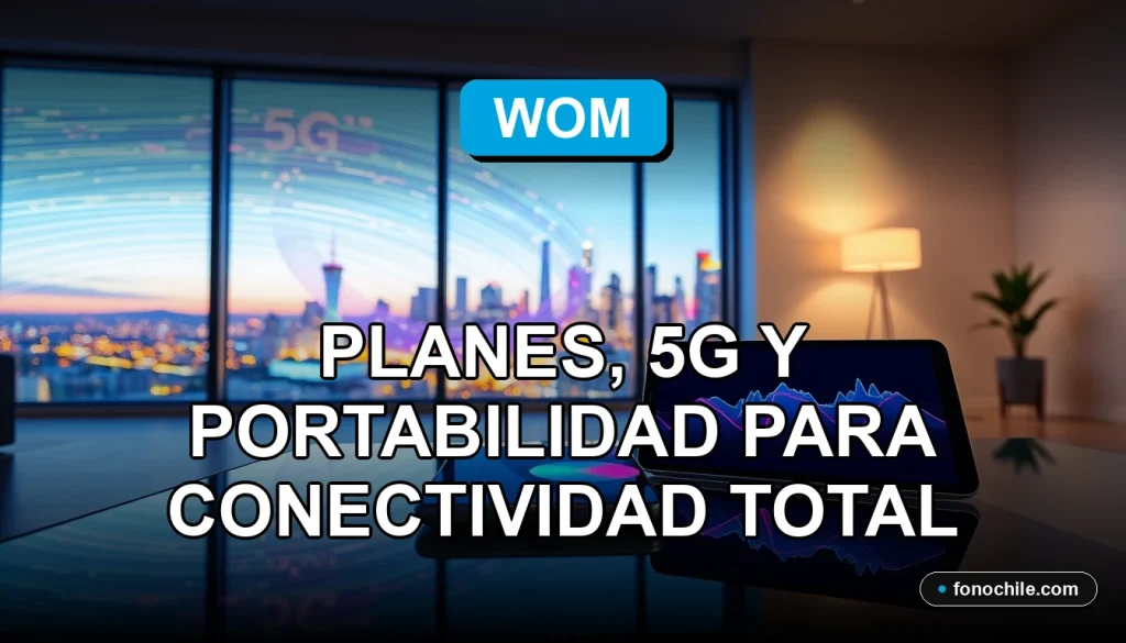 Plan de internet móvil WOM 5G 2026 con portabilidad, mostrando conectividad total en un entorno moderno.