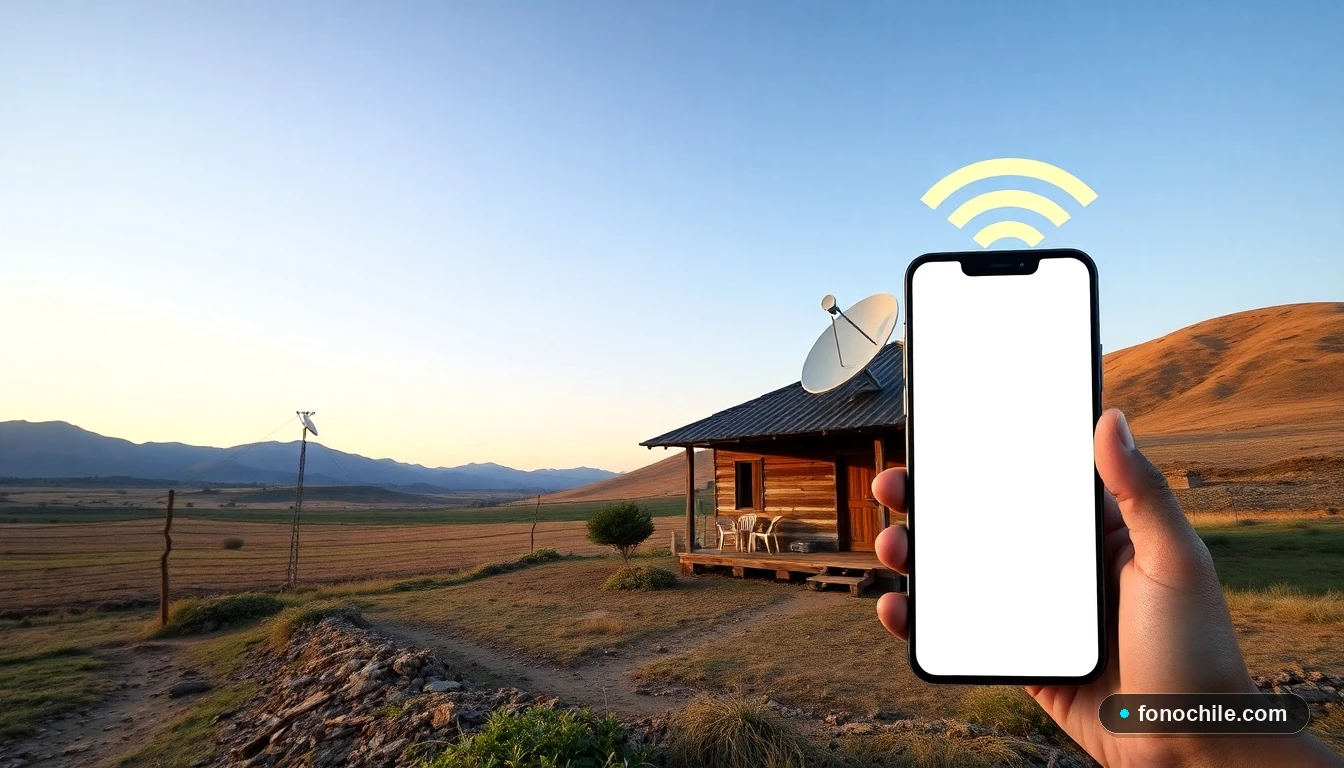 Alternativas de internet rural en Chile: conexión satelital y móvil en una casa de campo.