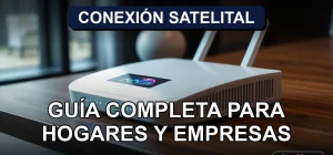 Antena de internet satelital moderna en un escritorio con gráficos abstractos en su pantalla, representando cobertura en Chile 2026.