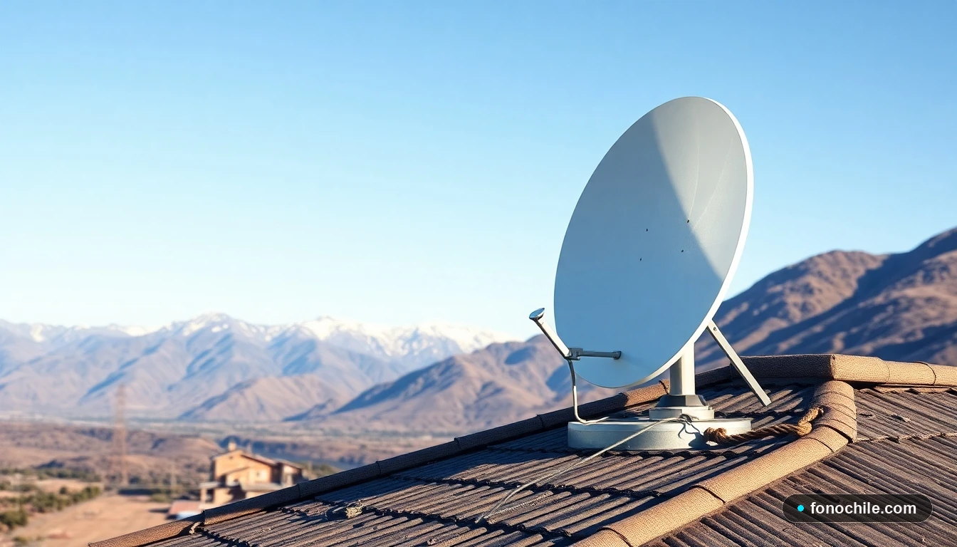 Antena de internet satelital instalada en una casa en zona rural de Chile, conectando a internet de alta velocidad.