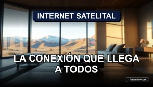 Internet satelital de alta velocidad en Chile, conexión confiable en cualquier lugar del país, gráficos de datos abstractos en pantalla.
