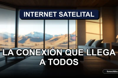 Internet satelital de alta velocidad en Chile, conexión confiable en cualquier lugar del país, gráficos de datos abstractos en pantalla.