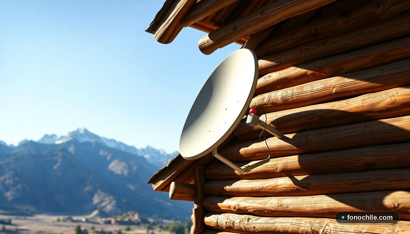 Antena de internet satelital instalada en una casa en zona rural de Chile
