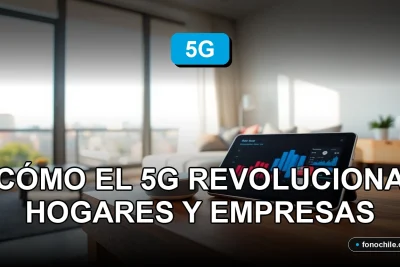 Infografía abstracta de IoT en Chile 2026 mostrando gráficos de datos en una pantalla, concepto de 5G y hogar inteligente.