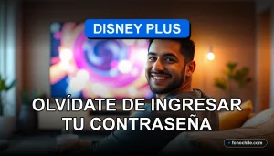 Una persona disfrutando de la comodidad de la sesión iniciada en Disney Plus en su televisor inteligente.
