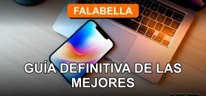 Guía de marcas de tecnología disponibles en Falabella Chile 2026, mostrando productos modernos en un escritorio.