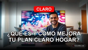Un hombre hispano sonríe mientras disfruta del servicio Claro Hogar con Max en su hogar en Chile.