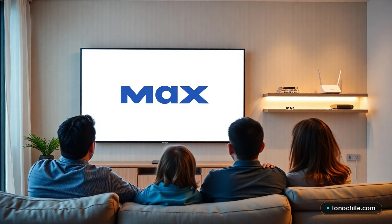 Familia chilena disfrutando del servicio de streaming Max en su televisor con Claro Hogar.