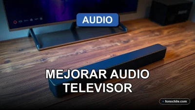 Mejorar el sonido de un televisor moderno con una barra de sonido en una mesa de madera