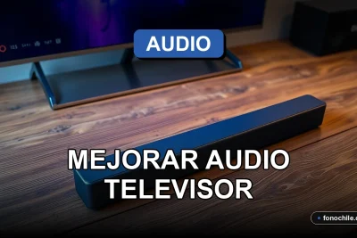 Mejorar el sonido de un televisor moderno con una barra de sonido en una mesa de madera