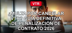 Hombre revisando contrato de servicios de internet y televisión VTR en su hogar, preocupado por posibles multas por cancelación anticipada.