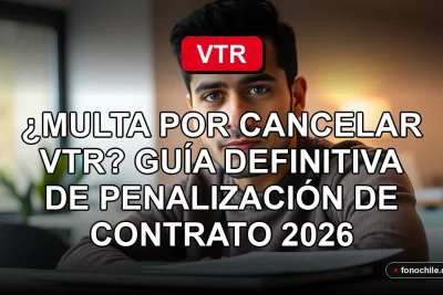 Hombre revisando contrato de servicios de internet y televisión VTR en su hogar, preocupado por posibles multas por cancelación anticipada.