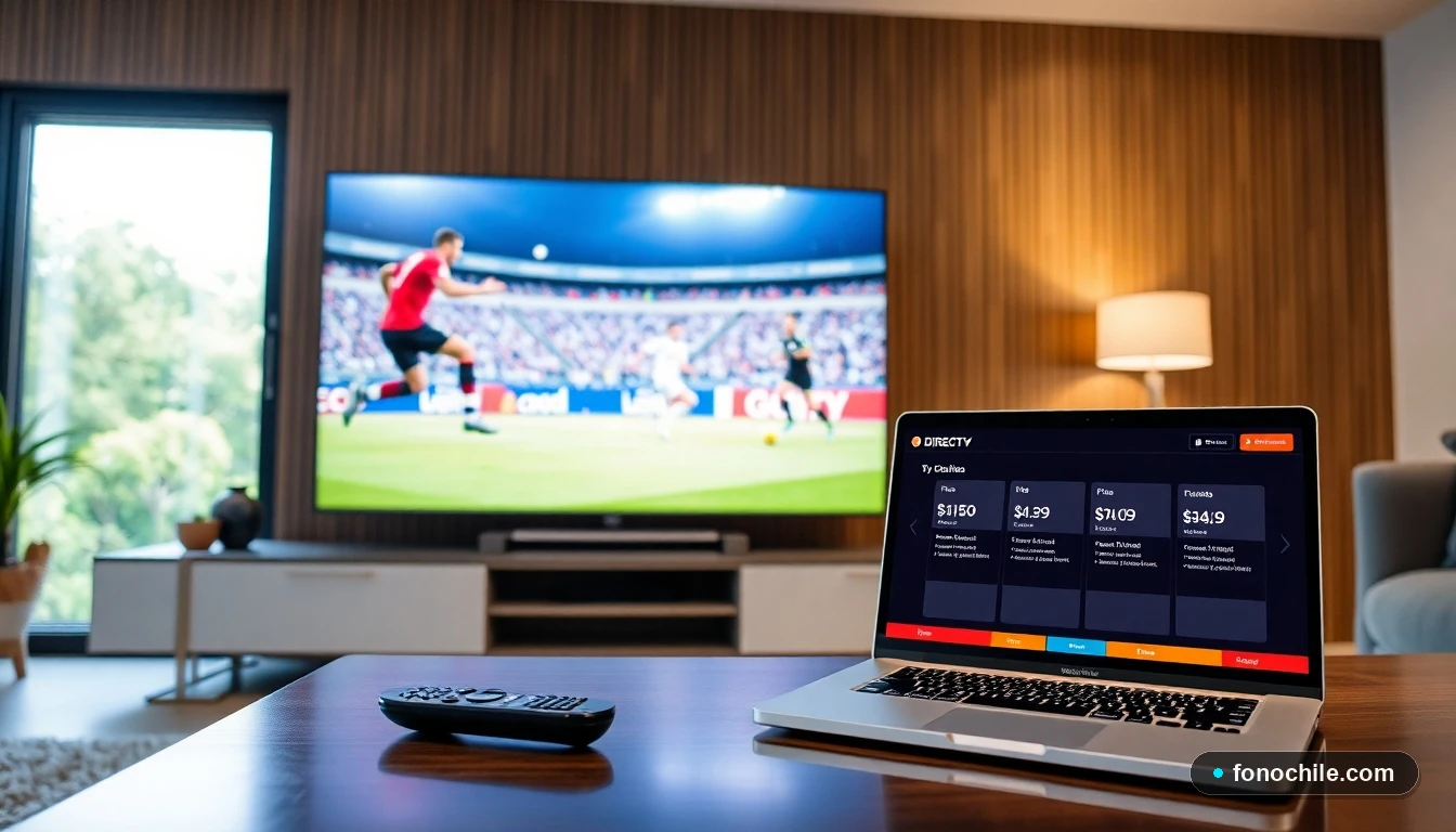 Comparación de ofertas de televisión por cable y streaming en un living moderno chileno