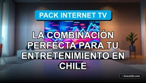 Pack Internet TV de Claro Chile en un living moderno con televisor y smartphone mostrando gráficos abstractos.