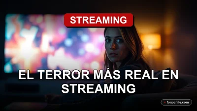 Una mujer disfruta de una película de terror basada en hechos reales en su servicio de streaming en casa.