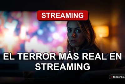 Una mujer disfruta de una película de terror basada en hechos reales en su servicio de streaming en casa.
