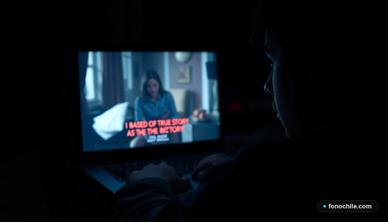 Persona viendo una película de terror basada en hechos reales en streaming en Chile