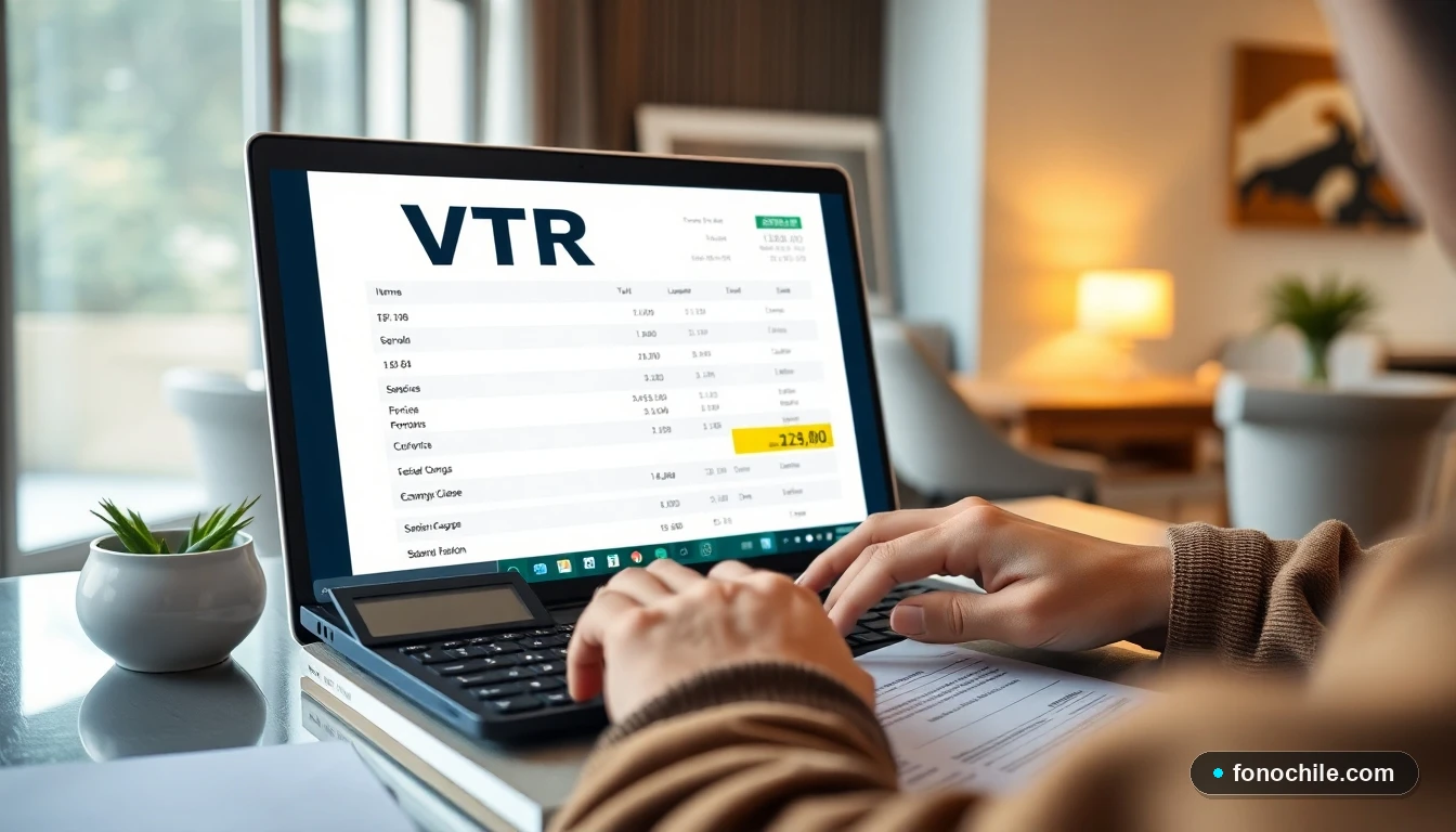 Persona revisando factura VTR y calculando posible penalización por cancelación anticipada de contrato en Chile.