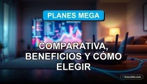 Comparativa visual de los planes de internet Planes Mega para el año 2026 mostrando beneficios y velocidad en un entorno moderno.