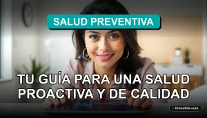 Guía de programas preventivos de salud en Chile para el año 2026, mostrando una mujer revisando información médica en una tablet.