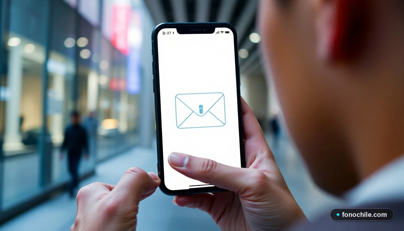 Persona en Chile protegiendo su correo electrónico de amenazas digitales en su smartphone