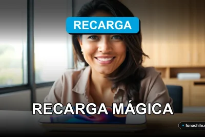 Una mujer latina sonriendo con confianza, con un teléfono móvil y un router moderno sobre un escritorio de madera clara, mostrando gráficos abstractos de colores en las pantallas.
