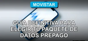 Guía para elegir paquete de datos prepago Movistar 2026 en Chile. Smartphone mostrando gráficos abstractos.