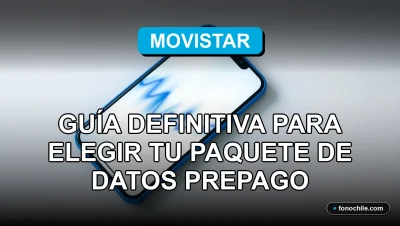 Guía para elegir paquete de datos prepago Movistar 2026 en Chile. Smartphone mostrando gráficos abstractos.