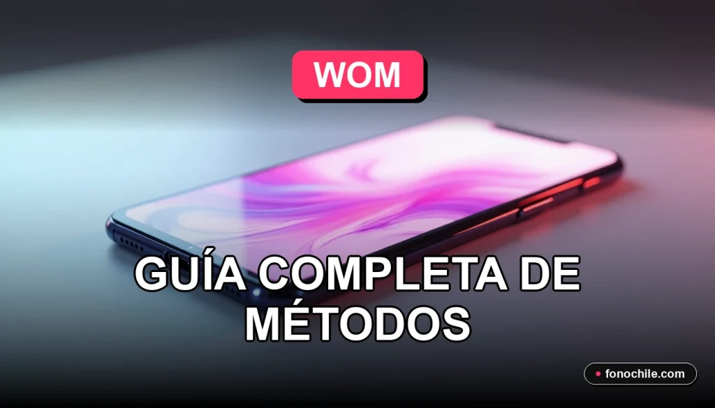 Guía de recarga para servicios móviles Wom mostrada en un teléfono inteligente moderno